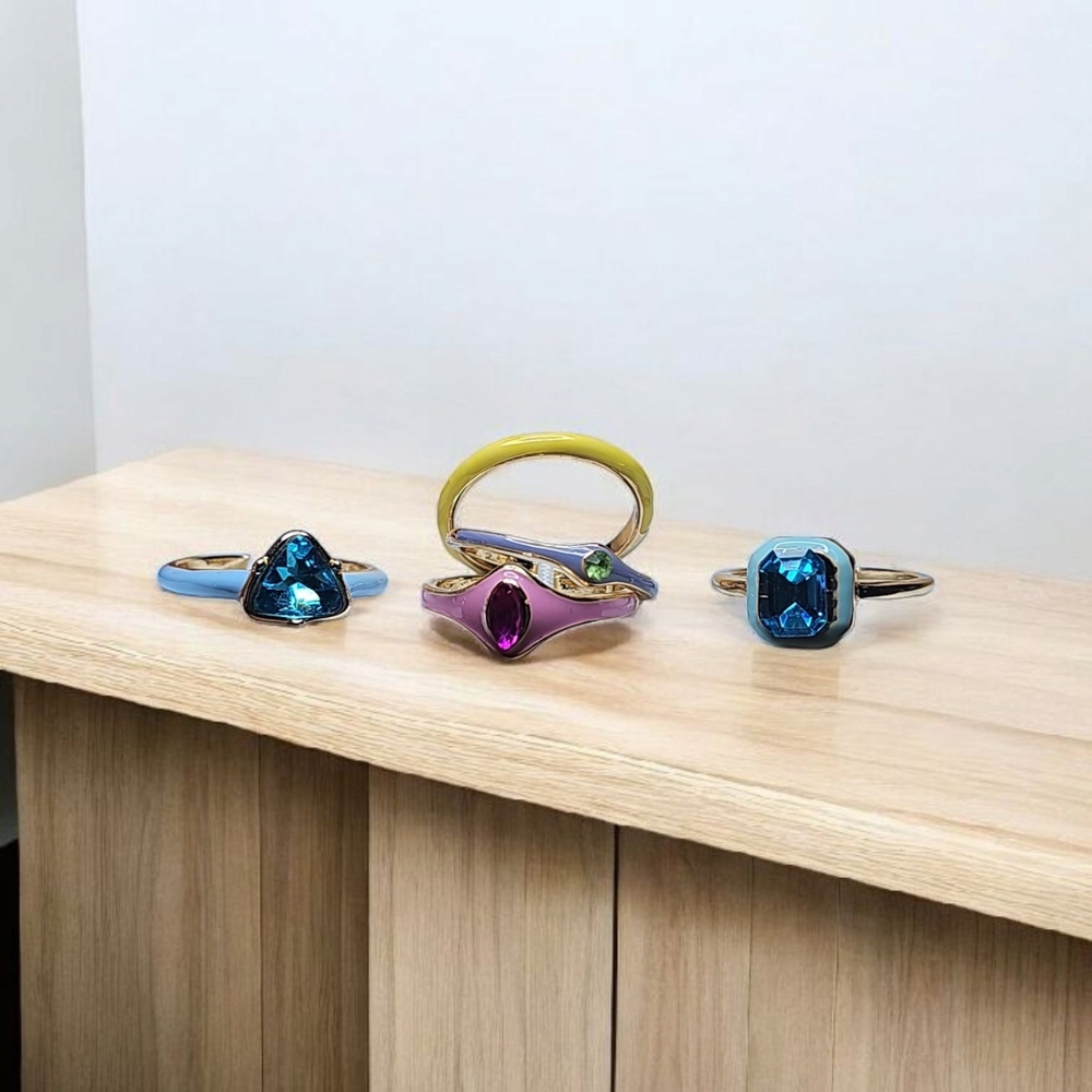 Ardene Blue and Purple Rings Set with Gemstone Accents